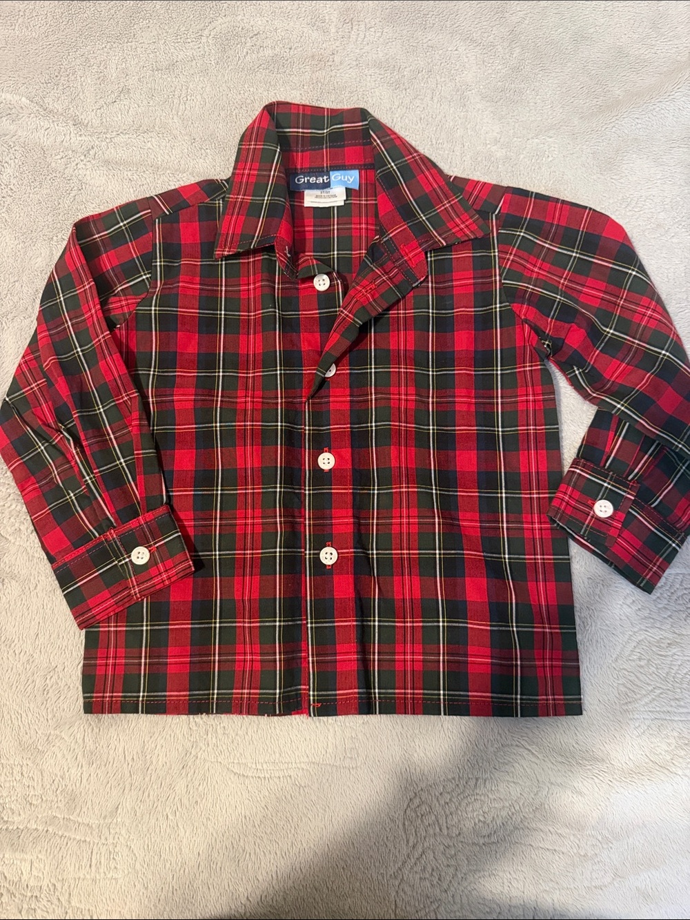 Red & Black Plaid Kids Button-Front Shirt